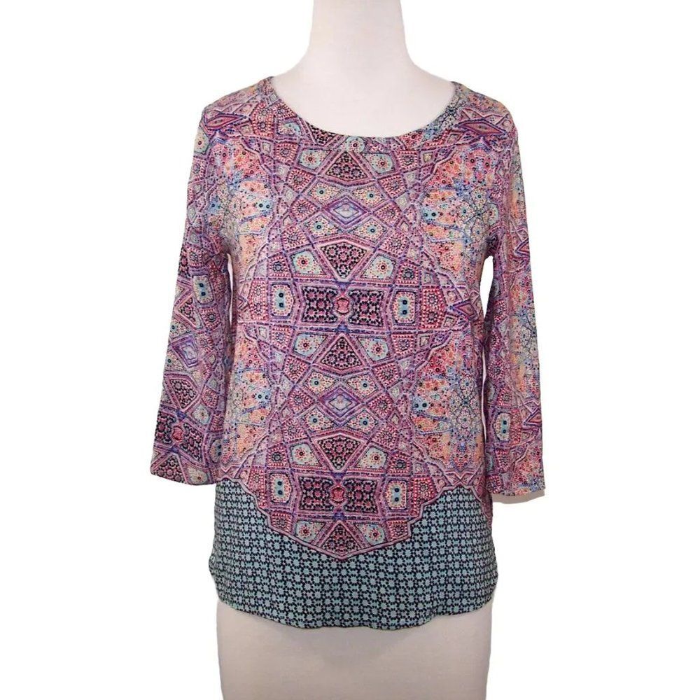 Anthropologie Maeve Shirt Top Silk Size 2 Back Button Up Lightweight Blouse